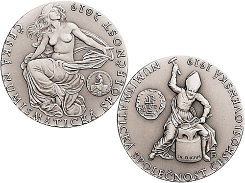 Medaile vydaná k příležitosti 100. výročí založení České numismatické společnosti 