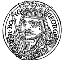 Král Jiří z Poděbrad na dřevořezu v kronice Martina Kuthena, 1539